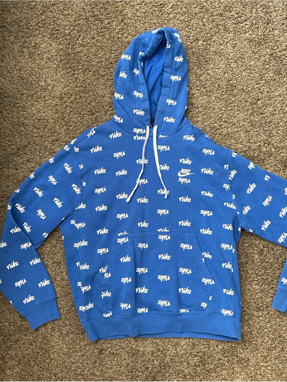 Nike Royal Blue All-Over Logo Pullover Hoodie